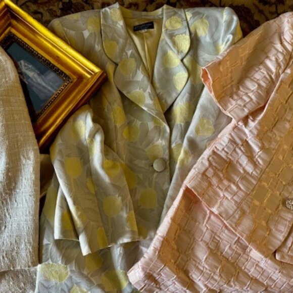 KAREN LAWRENCE WOMEN'S 2PC JACKET DRESS SZ10 YELLOW-METALLIC-US, IMPORTED FABRIC - Picture 10 of 15